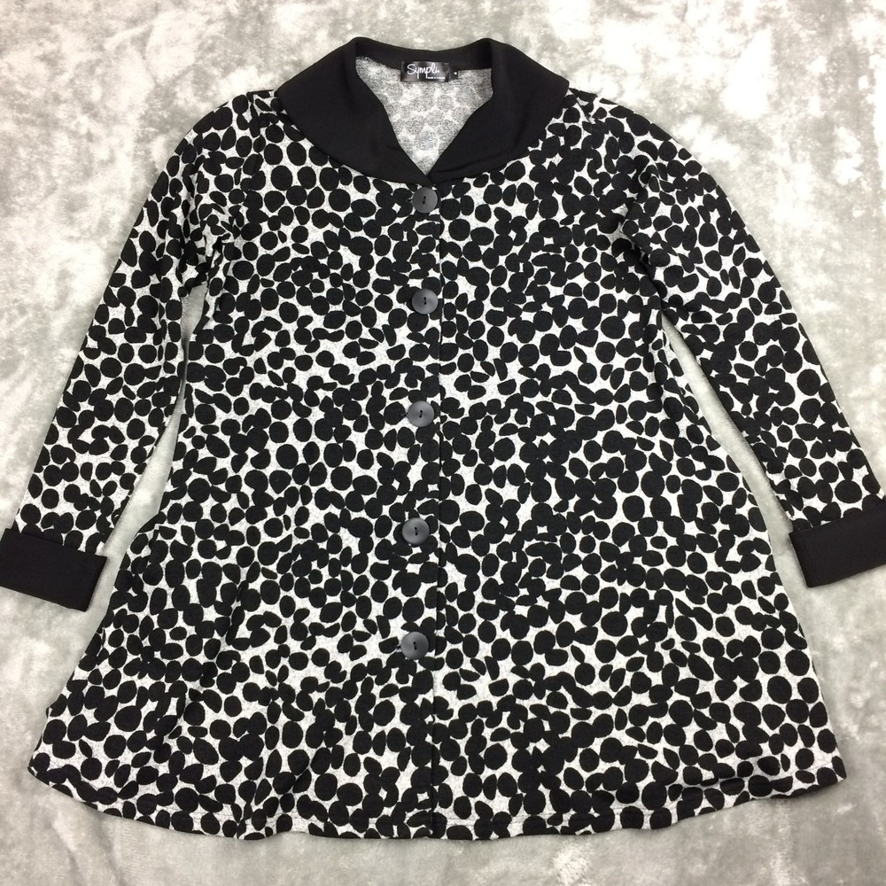 Sympli Tunic Top Womens Size 6 Polka Dots‎ Buttons Collared Flowy
